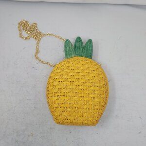 Serpui Sweet Yellow Pineapple Wicker Crossbody Chain Bag